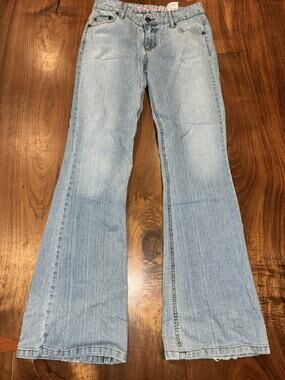 Vintage 90s, Y2K Mudd jeans Jr 3 Blue Low/Mid Rise Denim Flared / Bell Leg